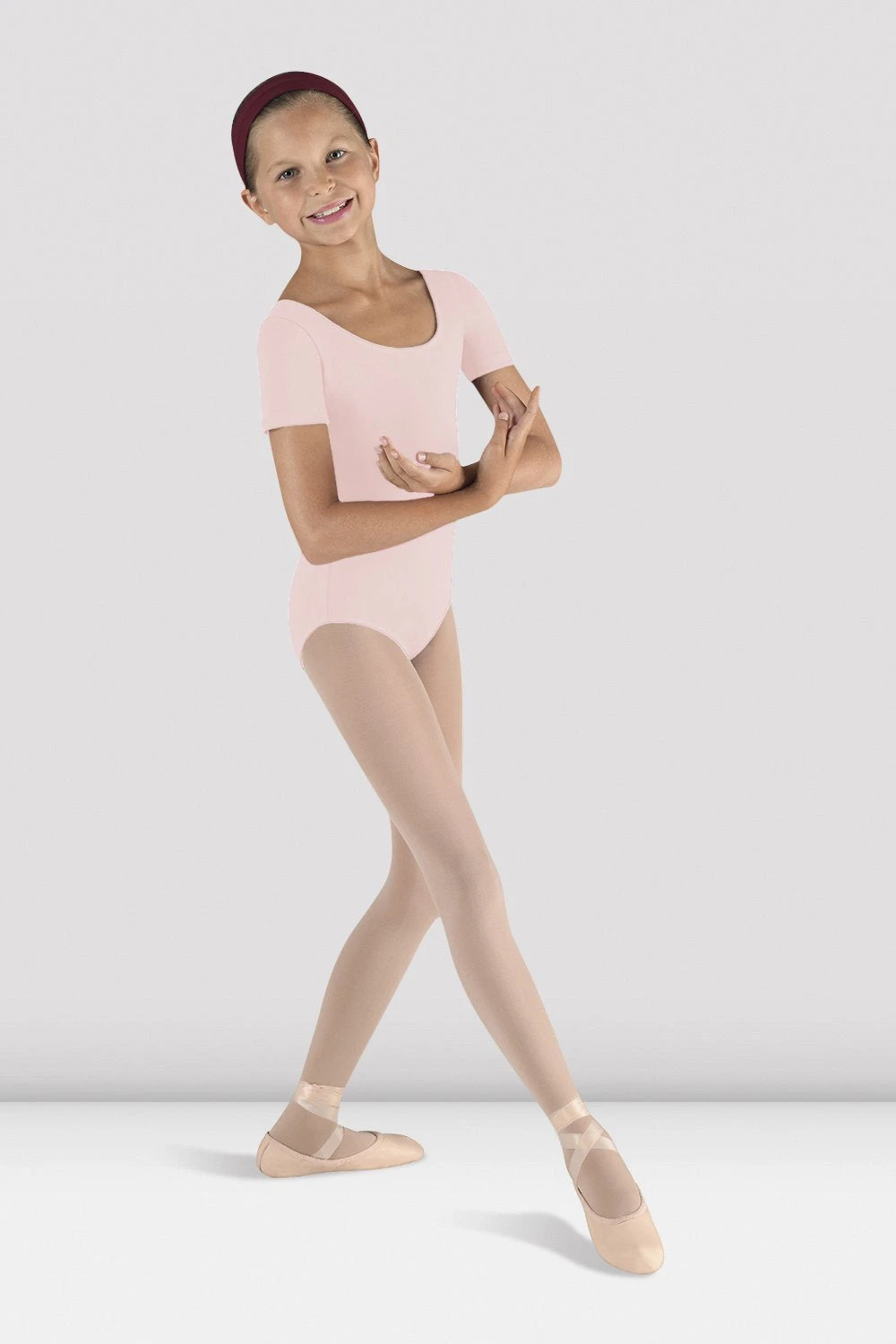 Girls Short Sleeve Round Neck Leotard 1 Girls Short Sleeve Round Neck Leotard