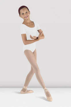 Girls Short Sleeve Round Neck Leotard