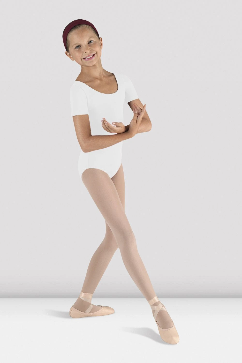 Girls Short Sleeve Round Neck Leotard 1 Girls Short Sleeve Round Neck Leotard